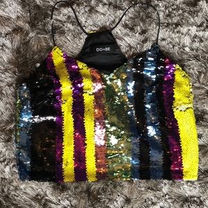 Do+Be crop sequined top